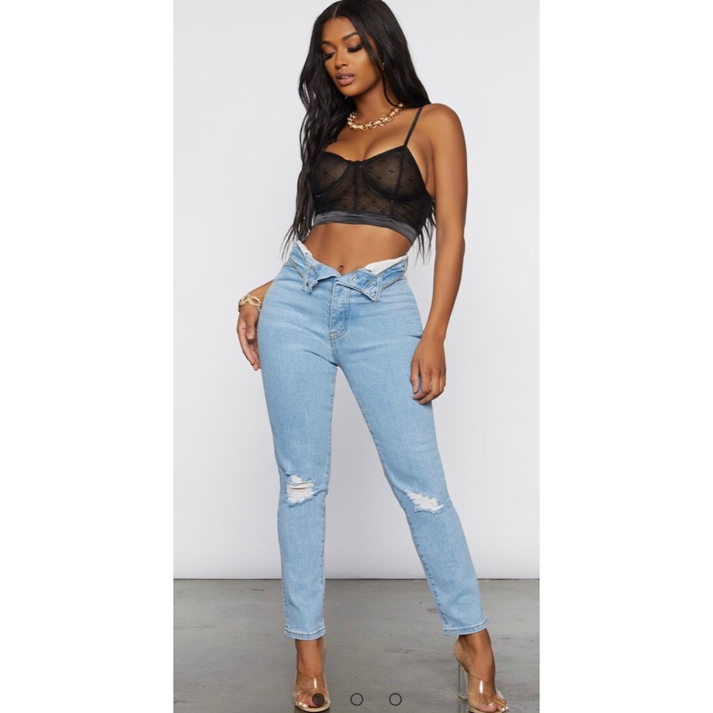 Marissa distressed fold over jeans